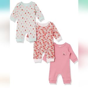 Final Price◇  Amazon Essentials Baby Girls' Long-Sleeve Coveralls, Multipacks